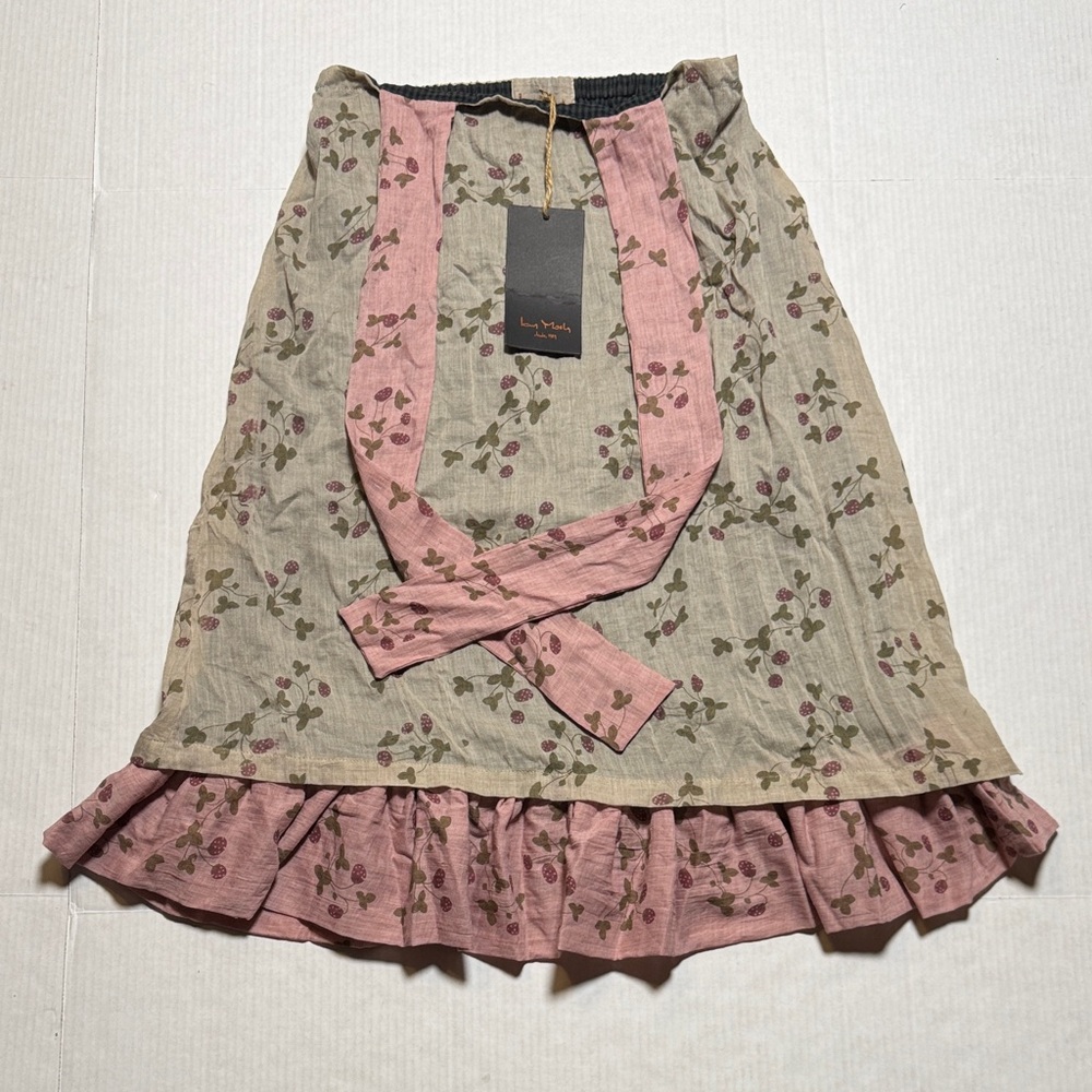 IAN MOSH NWT Strawberry‎ Print Ruffle Hem Halter Dress Midi Cottagecore Cotton 4